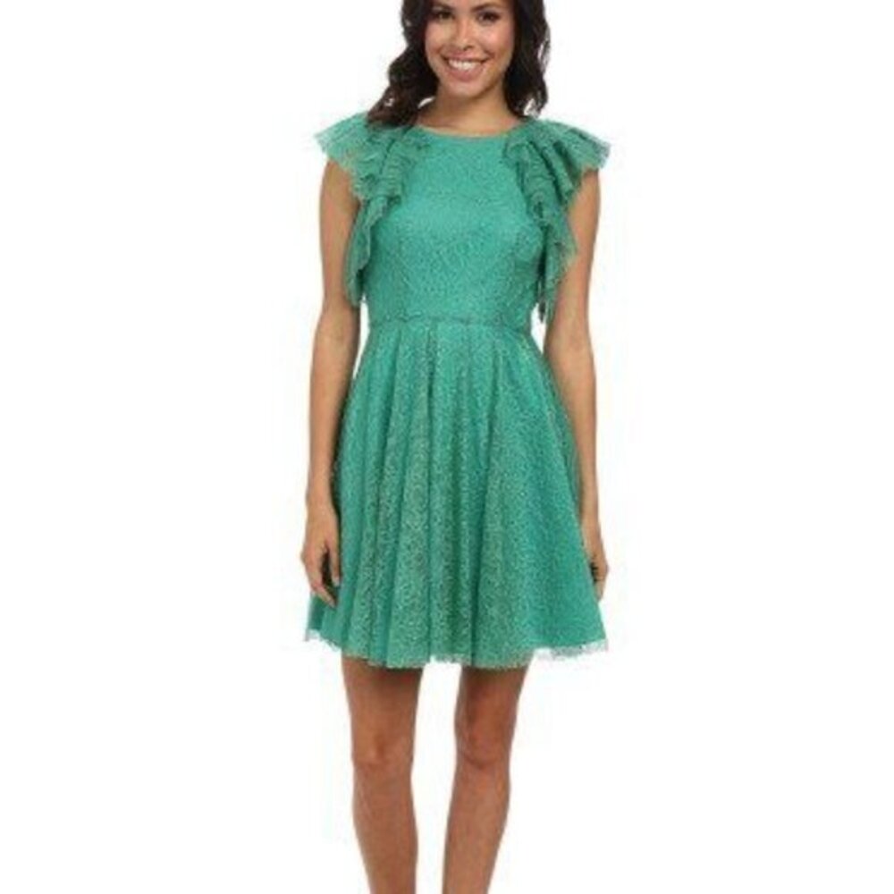 BCBGMaxAzria Cynthia Ruffled Lace Cocktail Dress